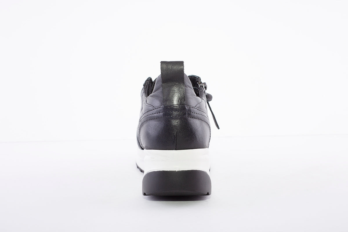 CARMELA - WEDGE LACED FASHION TRAINER - BLACK