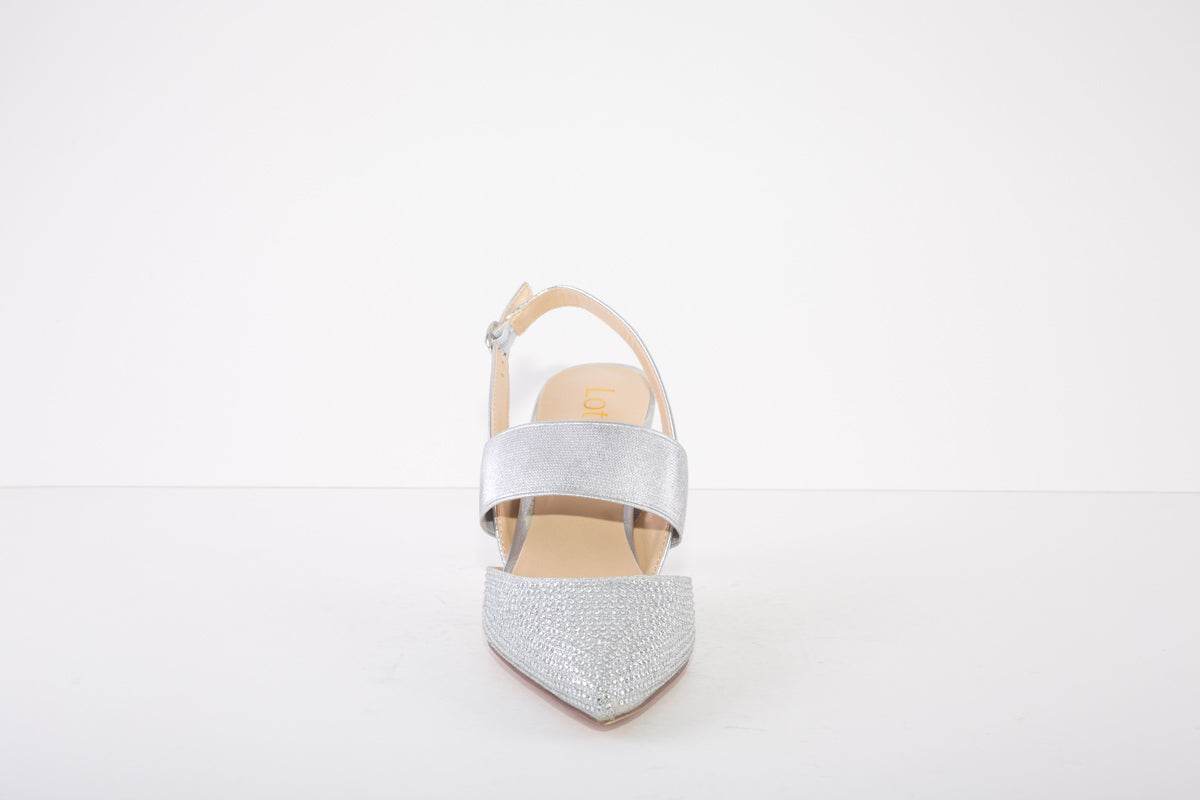 LOTUS JOIE  HIGH HEEL SLING-BACK SHOE - SILVER DIAMANTE