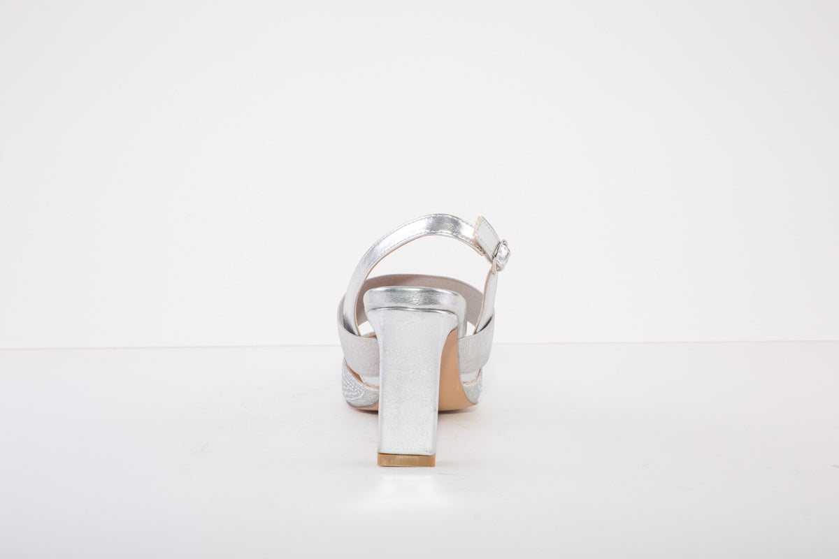 LOTUS JOIE  HIGH HEEL SLING-BACK SHOE - SILVER DIAMANTE
