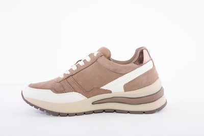 TAMARIS - 23709 LOW WEDGE LACED FASHION TRAINER - TAUPE COMBI