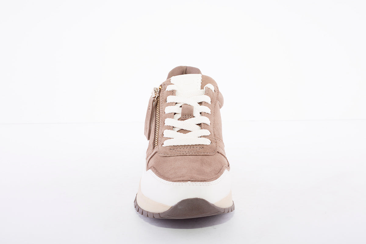 TAMARIS - 23709 LOW WEDGE LACED FASHION TRAINER - TAUPE COMBI