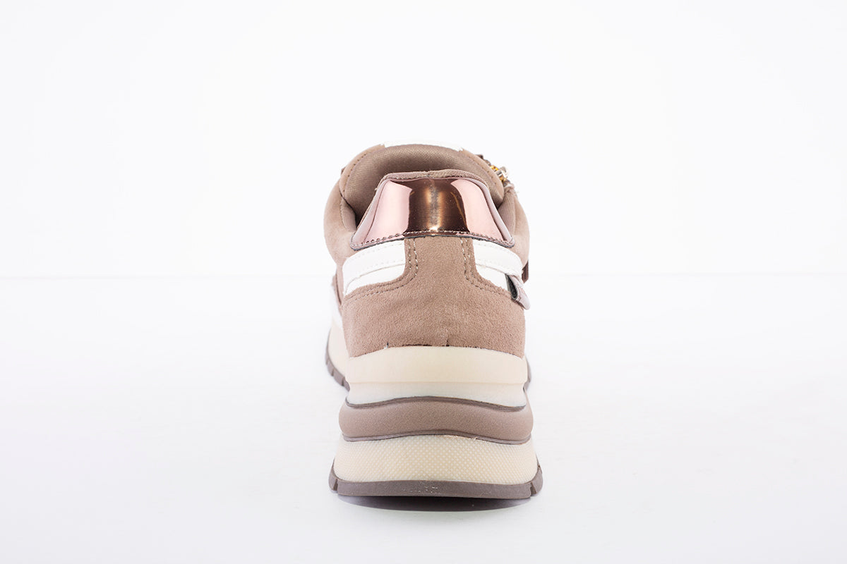 TAMARIS - 23709 LOW WEDGE LACED FASHION TRAINER - TAUPE COMBI