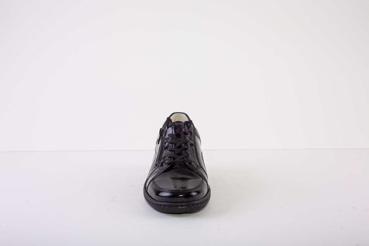 WALDLAUFER 931003 43 HANIA-LACED SHOE WITH ZIP - BLACK PATENT