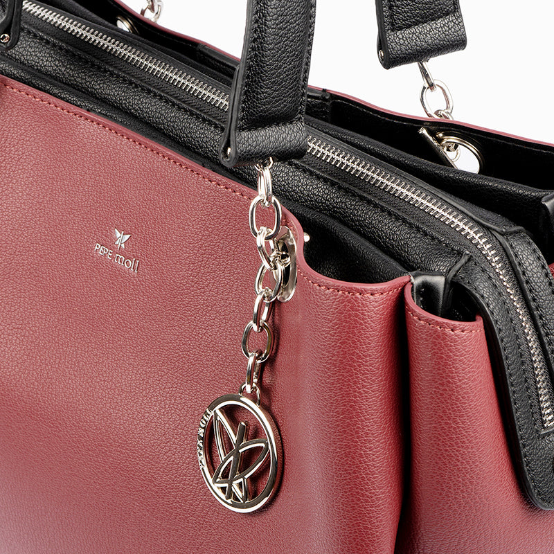PEPE MOLL - 36142 ZIP CLOSURE SHOULDER BAG - WINE/BLACK