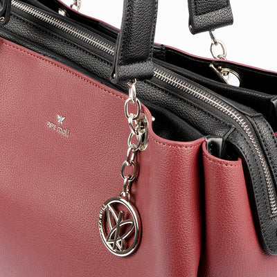 PEPE MOLL - 36142 ZIP CLOSURE SHOULDER BAG - WINE/BLACK