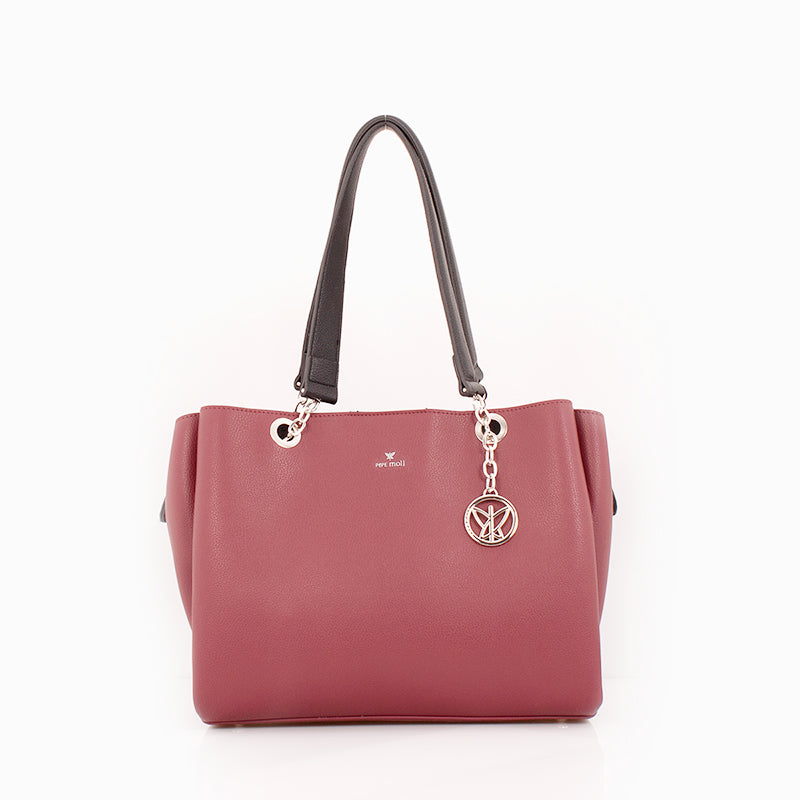 PEPE MOLL - 36142 ZIP CLOSURE SHOULDER BAG - WINE/BLACK