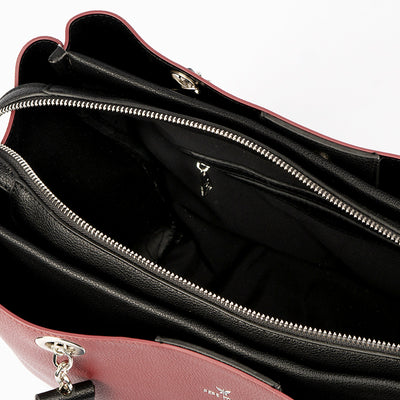 PEPE MOLL - 36142 ZIP CLOSURE SHOULDER BAG - WINE/BLACK