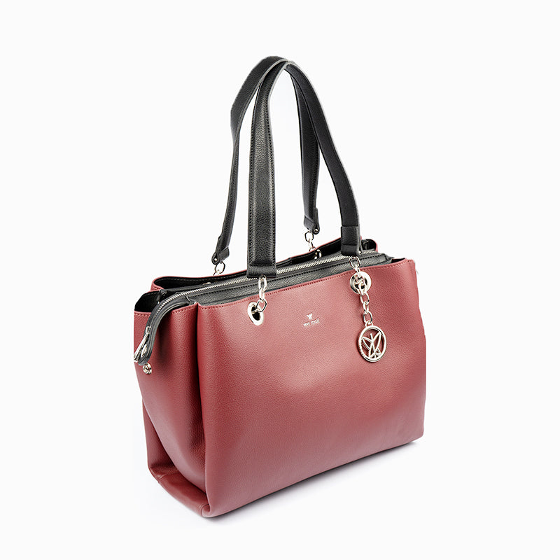 PEPE MOLL - 36142 ZIP CLOSURE SHOULDER BAG - WINE/BLACK
