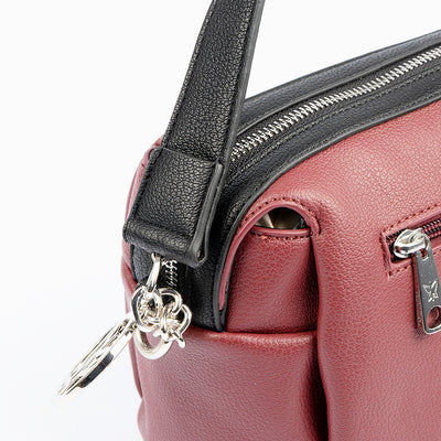PEPE MOLL - 36143 ZIP CROSSBODY BAG WITH ZIP BACK POCKET - WINE/BLACK