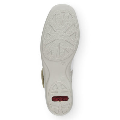 RIEKER - 41368-80 FLAT STRAP SHOE - WHITE/SILVER