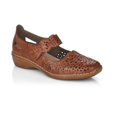 RIEKER 41397-22 LADIES BROWN SLIP ON SHOES
