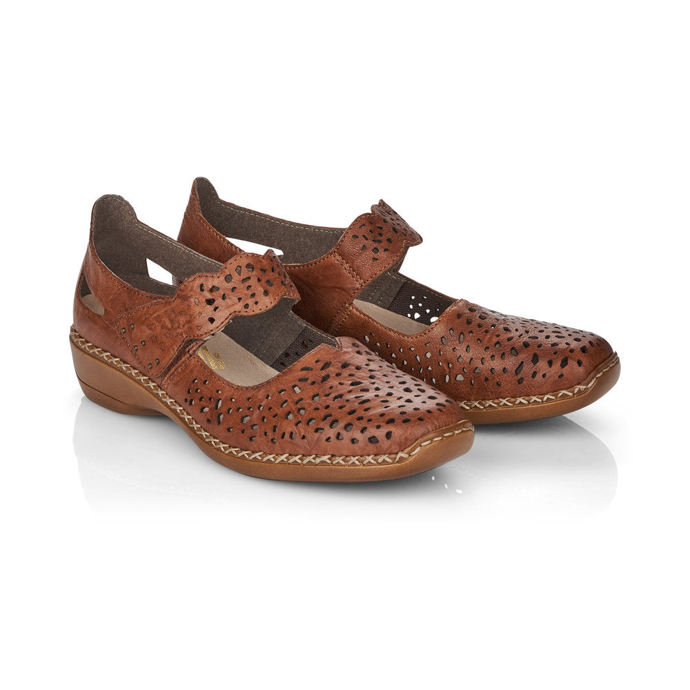 RIEKER 41397-22 LADIES BROWN SLIP ON SHOES