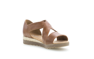 GABOR - FLAT CRISS-CROSS SANDAL - TAN LEATHER
