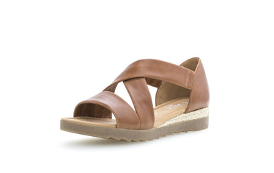 GABOR - FLAT CRISS-CROSS SANDAL - TAN LEATHER