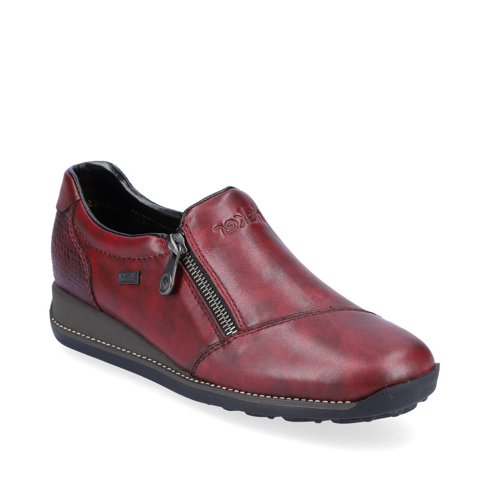 RIEKER - 44265-35 TEX FLAT ZIP COMFORT SHOE - WINE