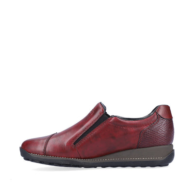 RIEKER - 44265-35 TEX FLAT ZIP COMFORT SHOE - WINE