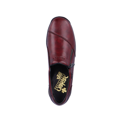 RIEKER - 44265-35 TEX FLAT ZIP COMFORT SHOE - WINE