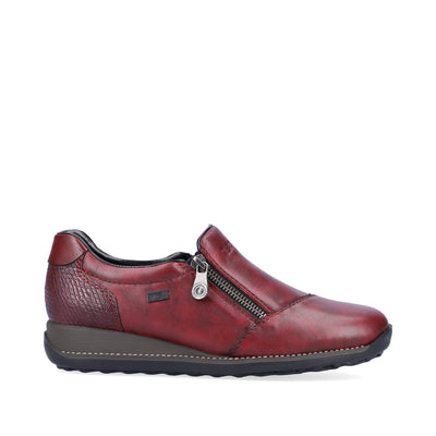 RIEKER - 44265-35 TEX FLAT ZIP COMFORT SHOE - WINE