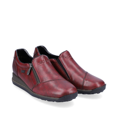 RIEKER - 44265-35 TEX FLAT ZIP COMFORT SHOE - WINE