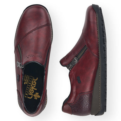 RIEKER - 44265-35 TEX FLAT ZIP COMFORT SHOE - WINE