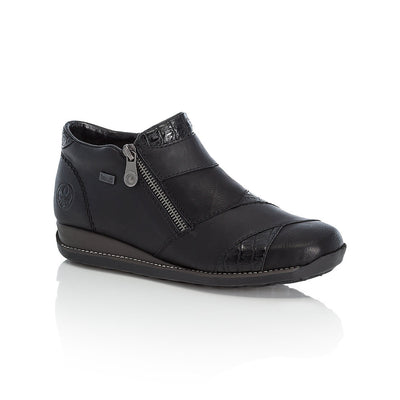 RIEKER - 44271-00 TWO TONE RIEKER 'TEX' ANKLE BOOT - BLACK LEATHER
