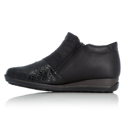 RIEKER - 44271-00 TWO TONE RIEKER 'TEX' ANKLE BOOT - BLACK LEATHER