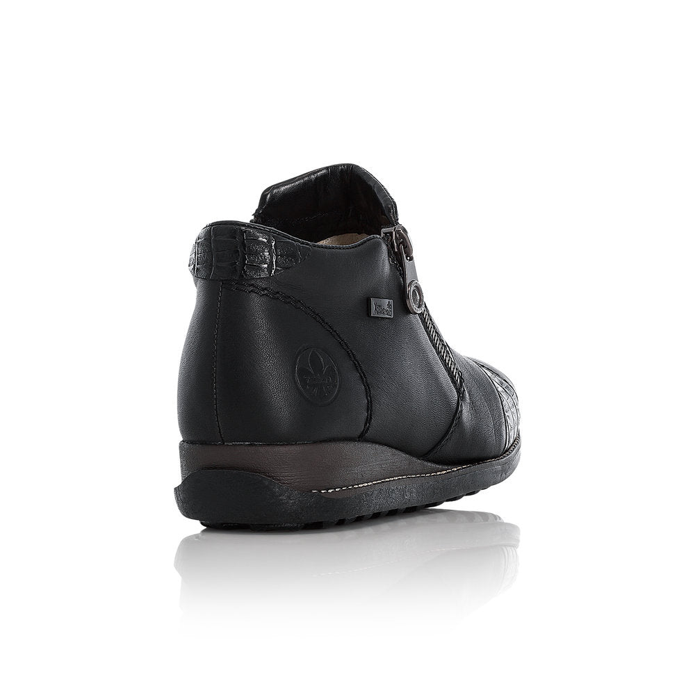 RIEKER - 44271-00 TWO TONE RIEKER 'TEX' ANKLE BOOT - BLACK LEATHER
