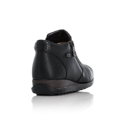 RIEKER - 44271-00 TWO TONE RIEKER 'TEX' ANKLE BOOT - BLACK LEATHER