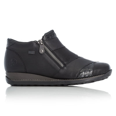 RIEKER - 44271-00 TWO TONE RIEKER 'TEX' ANKLE BOOT - BLACK LEATHER