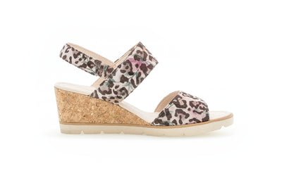 GABOR - 45.751.34 HIGH WEDGE SANDAL - PINK LEOPARD