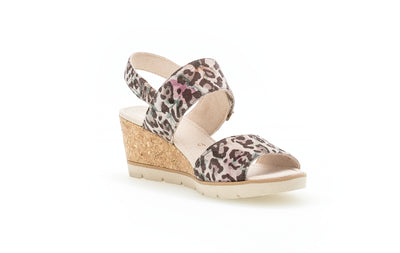 GABOR - 45.751.34 HIGH WEDGE SANDAL - PINK LEOPARD
