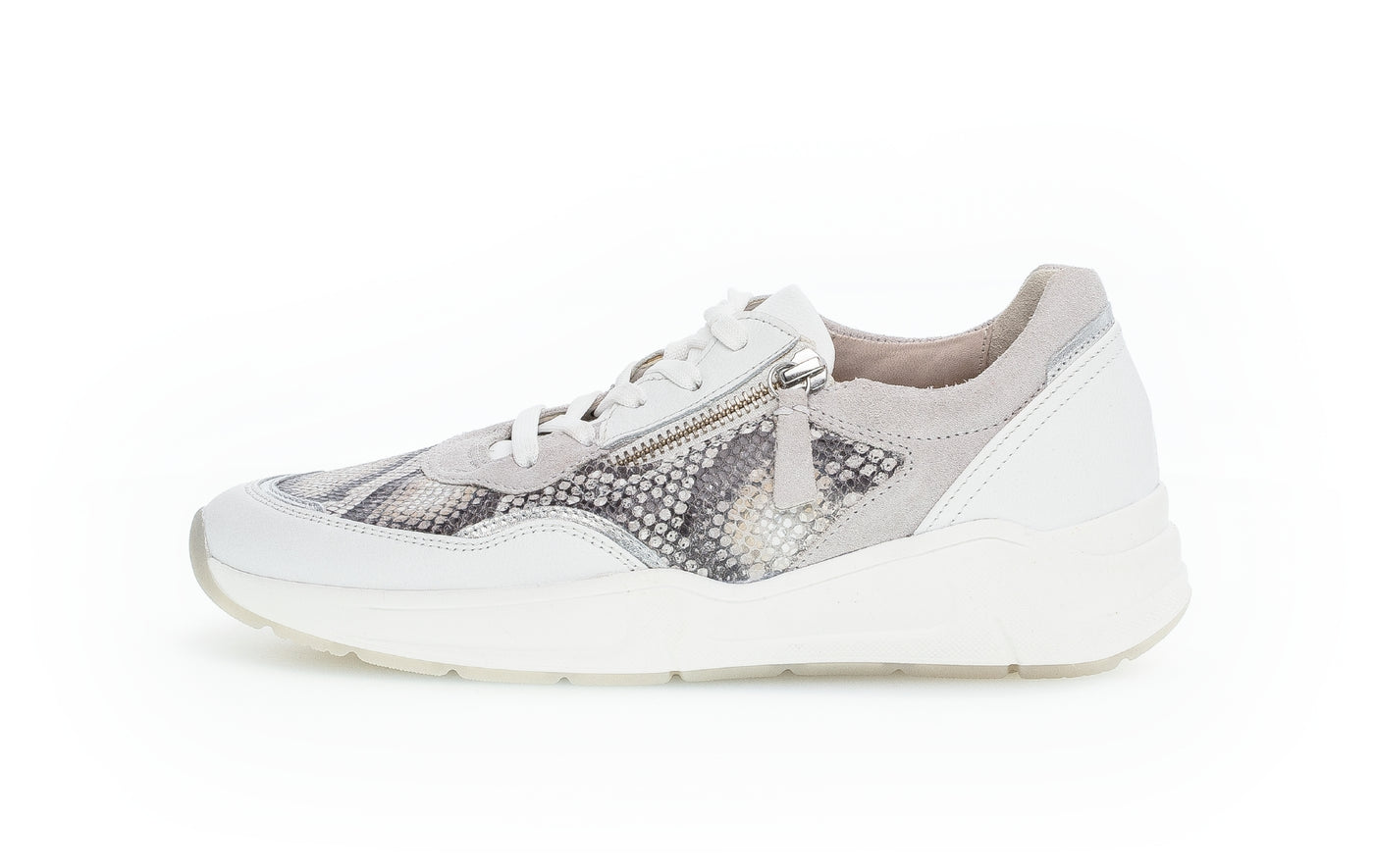 GABOR - 46.308.83 FASHION LACED TRAINER - WHITE SNAKESKIN