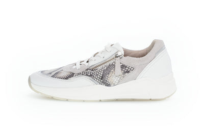 GABOR - 46.308.83 FASHION LACED TRAINER - WHITE SNAKESKIN