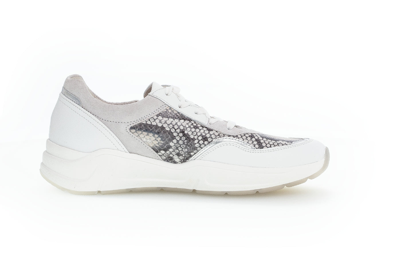 GABOR - 46.308.83 FASHION LACED TRAINER - WHITE SNAKESKIN
