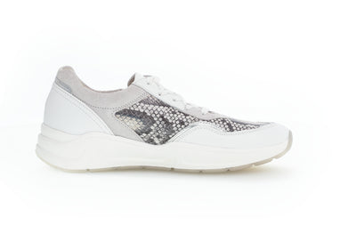GABOR - 46.308.83 FASHION LACED TRAINER - WHITE SNAKESKIN