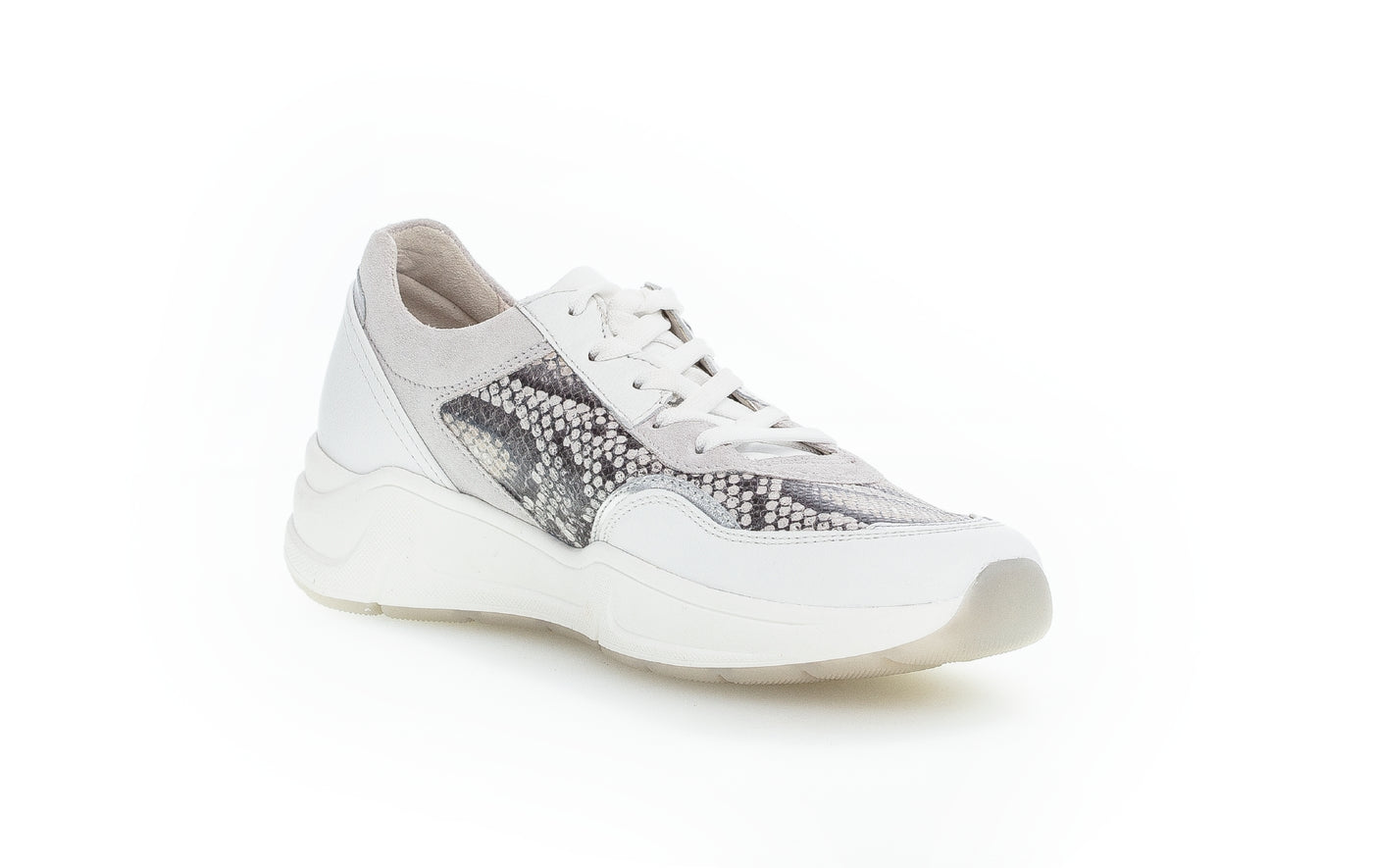 GABOR - 46.308.83 FASHION LACED TRAINER - WHITE SNAKESKIN