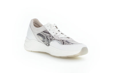 GABOR - 46.308.83 FASHION LACED TRAINER - WHITE SNAKESKIN
