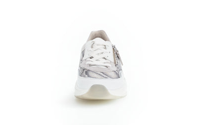 GABOR - 46.308.83 FASHION LACED TRAINER - WHITE SNAKESKIN
