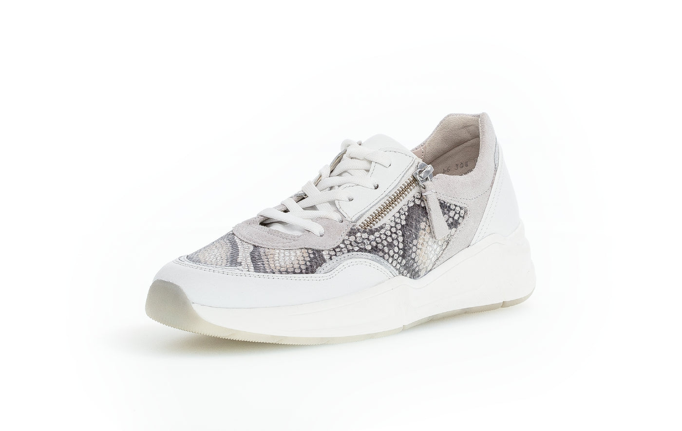 GABOR - 46.308.83 FASHION LACED TRAINER - WHITE SNAKESKIN