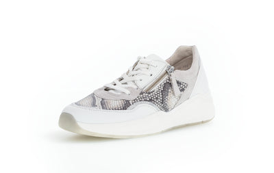 GABOR - 46.308.83 FASHION LACED TRAINER - WHITE SNAKESKIN