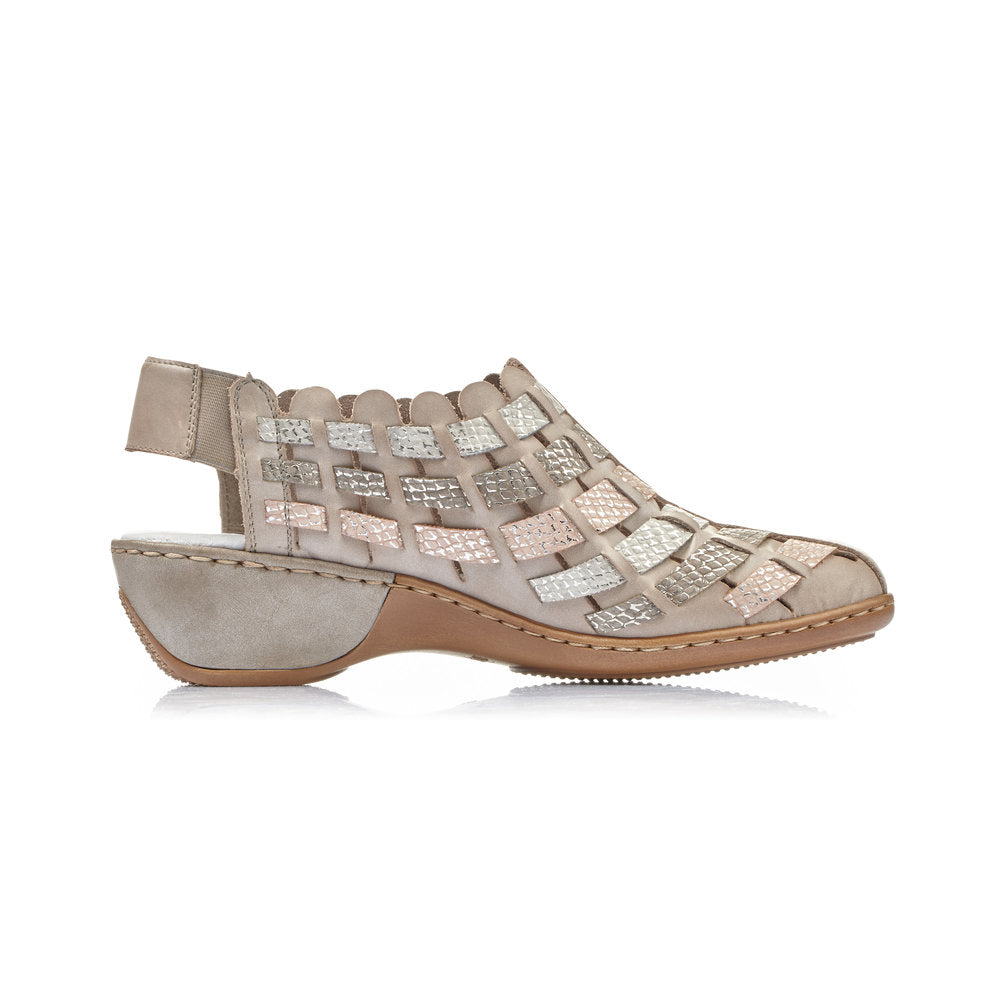 RIEKER -  47156 SLING-BACK SHOE - TAUPE MULTI