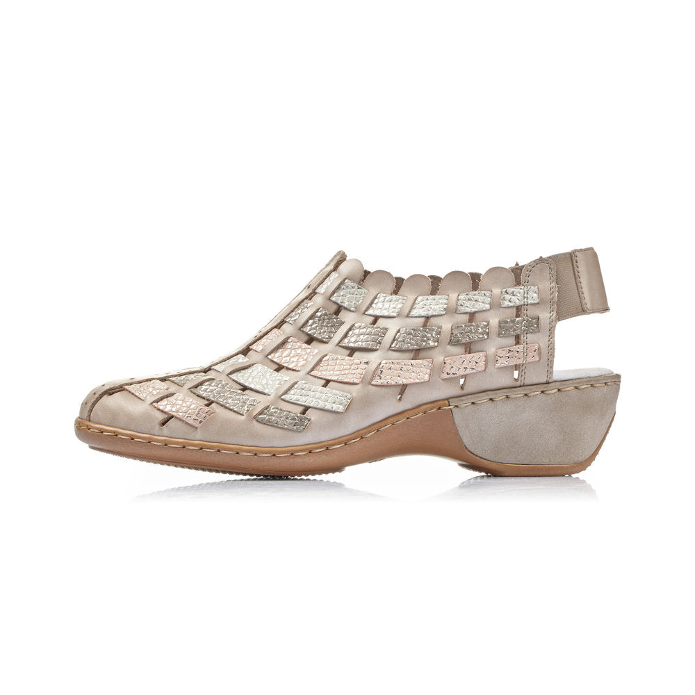 RIEKER -  47156 SLING-BACK SHOE - TAUPE MULTI