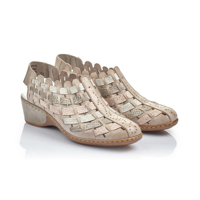 RIEKER -  47156 SLING-BACK SHOE - TAUPE MULTI