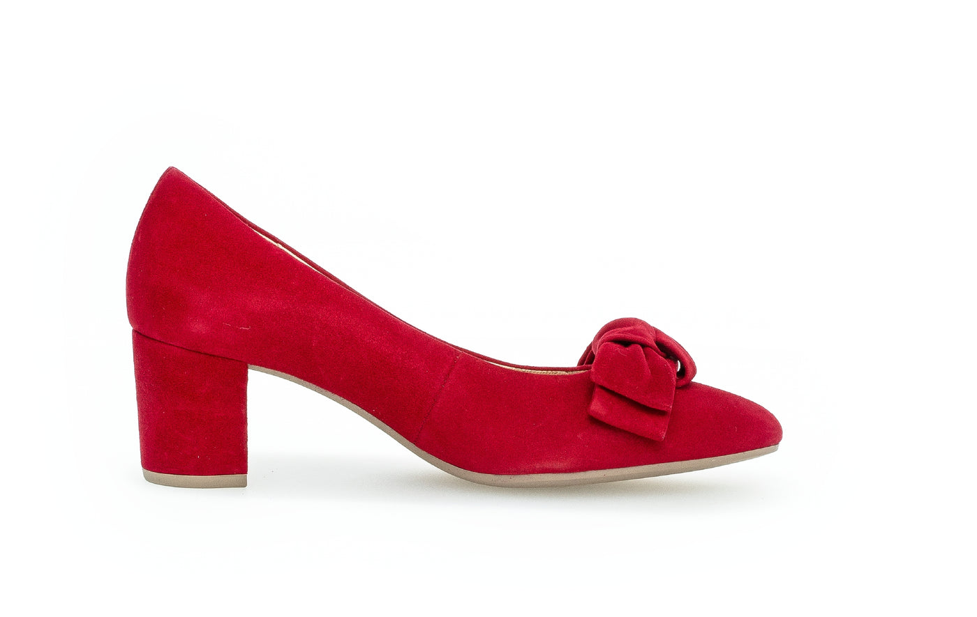 GABOR - 51.451.15 MEDIUM HEEL COURT SHOE - RED SUEDE