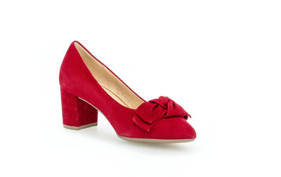 GABOR - 51.451.15 MEDIUM HEEL COURT SHOE - RED SUEDE