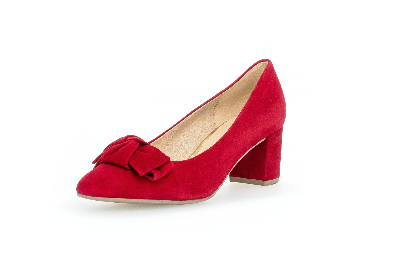 GABOR - 51.451.15 MEDIUM HEEL COURT SHOE - RED SUEDE