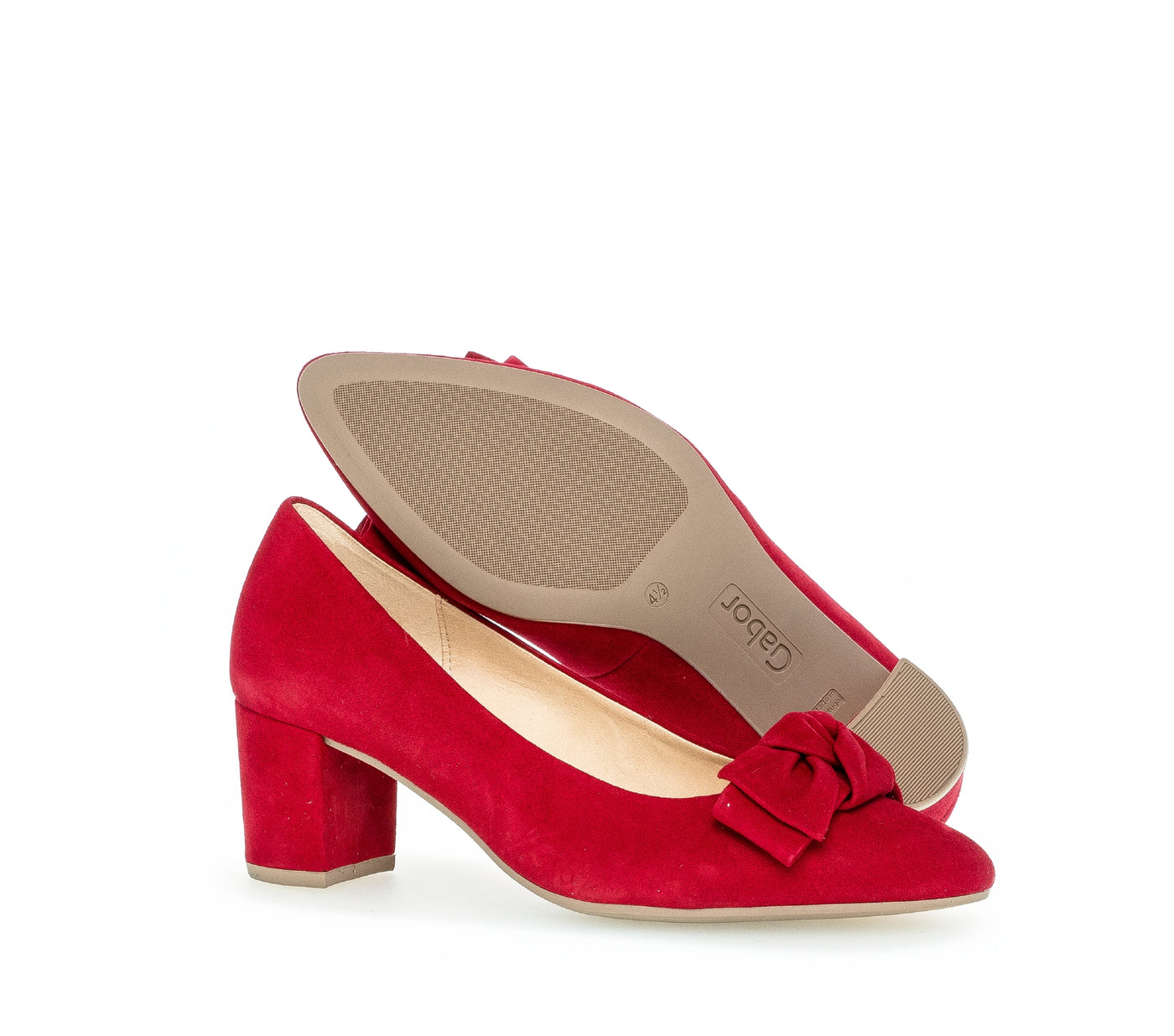 GABOR - 51.451.15 MEDIUM HEEL COURT SHOE - RED SUEDE