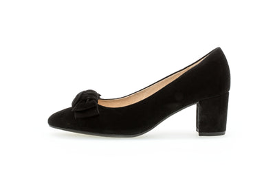 GABOR - 51.451.17 MEDIUM HEEL COURT SHOE - BLACK SUEDE