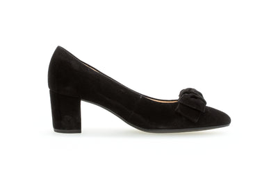 GABOR - 51.451.17 MEDIUM HEEL COURT SHOE - BLACK SUEDE