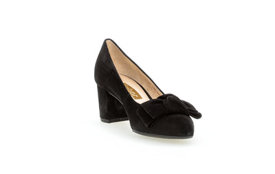 GABOR - 51.451.17 MEDIUM HEEL COURT SHOE - BLACK SUEDE